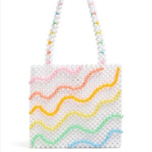 Susan Alexandra Rainbow Bag White Art Beaded Tote